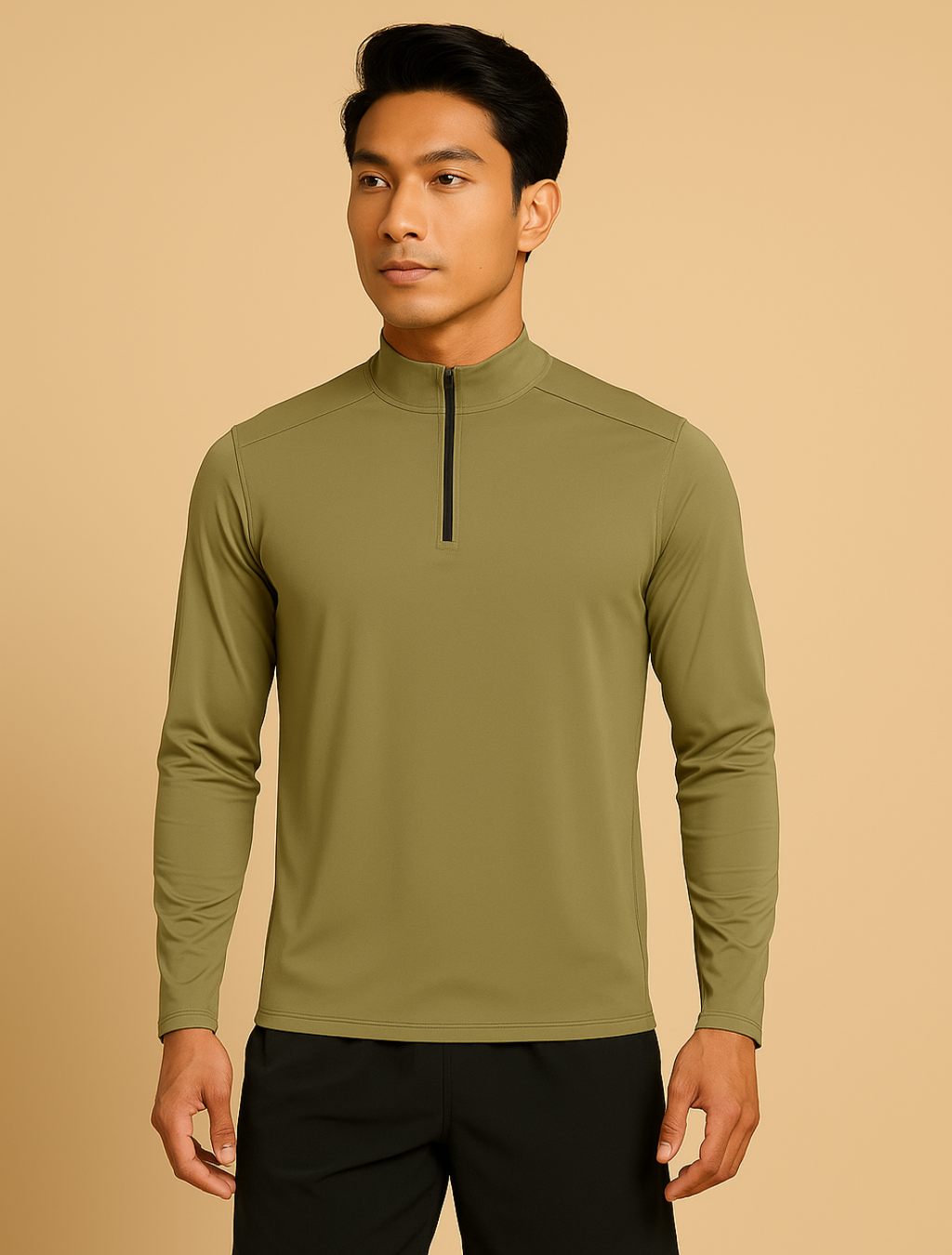 Camiseta Fitness Manga Longa com Zíper Easy