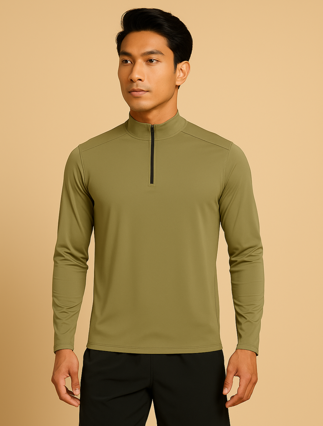 Camiseta Fitness Manga Longa com Zíper Easy
